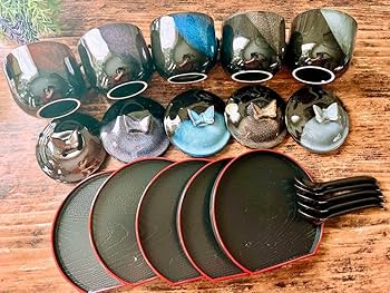 Amazon.co.jp: 有田焼 龍峰窯蓋付き茶碗＆お盆＆スプーン 5人様